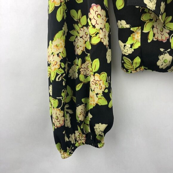 Industry Mangostan Long Sleeve Floral Print Wrap Blouse Size Medium - Picture 4 of 16